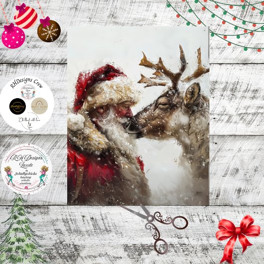 Papier Mousseline Decoupage Santa Rudolph Yuletide Magic 