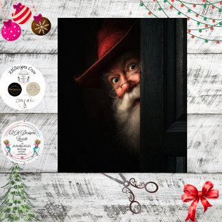Papier Mousseline Decoupage Santa Secret Check Peeking Art