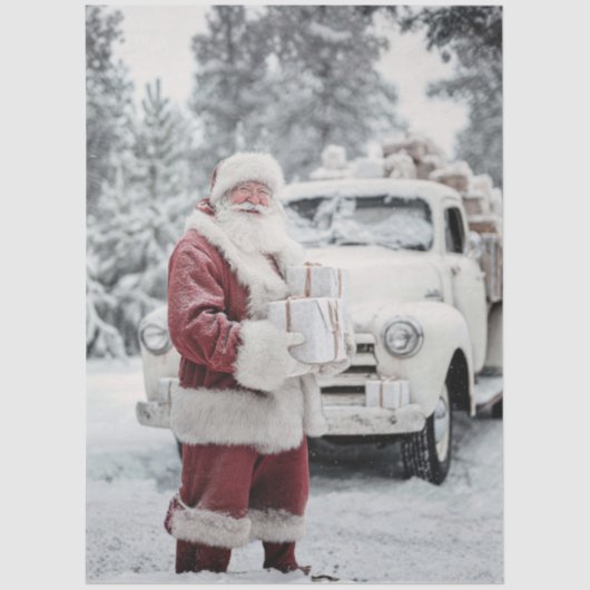 Papier Mousseline Decoupage Santa Snowy White Winter Wonderland (Recto)