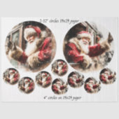 Papier Mousseline Decoupage Santa Waving From Train 12 & 4" Circles (Recto)