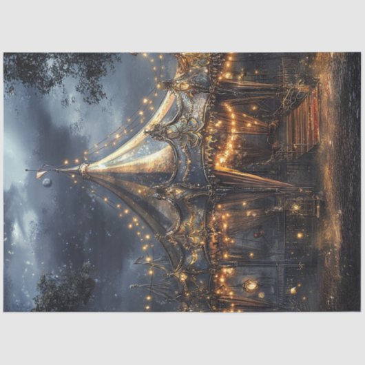 Papier Mousseline Découpage Scène de carrousel de cirque lunaire (Recto)