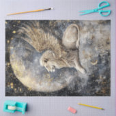 Papier Mousseline Découpage Scène de Pleine lune de lion ailé majest (Artisanat)