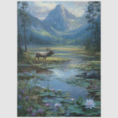 Papier Mousseline Découpage Scène d'hiver Chasse aux wapitis (Recto)