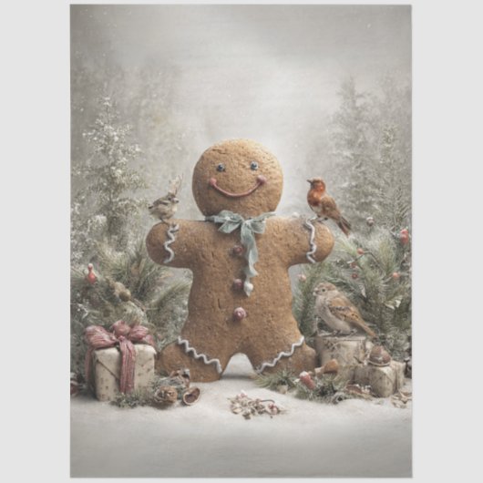 Papier Mousseline Découpage Scène Whimsical Winter Gingerbread (Recto)