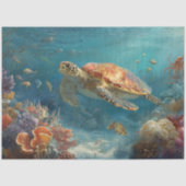 Papier Mousseline Decoupage Sea Turtle Coral Reef Wall Art (Recto)
