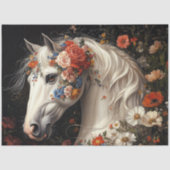 Papier Mousseline Decoupage Serene White Horse Tapestry Blooms  (Recto)