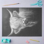 Papier Mousseline Découpage Shaggy Highland Cow Arrière - plan noir (Artisanat)