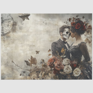 Papier Mousseline Découpage Skeleton Couple Arrière - plan du jour d