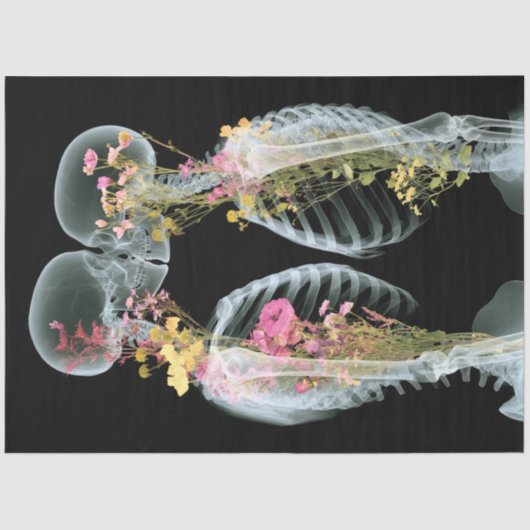 Papier Mousseline Découpage Skeleton Couple de fleurs entrelacées (Recto)