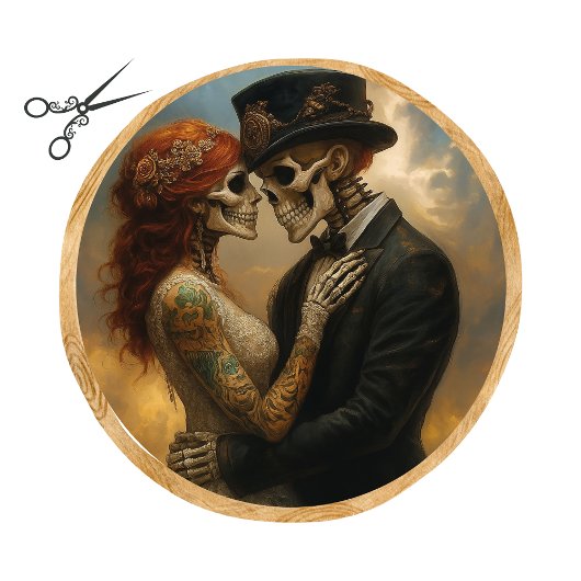 Papier Mousseline Decoupage Skeleton Couple Wedding 21-inch round