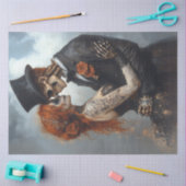 Papier Mousseline Découpage Skeleton Couple Wedding Day Victorian (Artisanat)