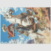 Papier Mousseline Découpage Skeleton Cowboy en cheval dans le désert (Recto)