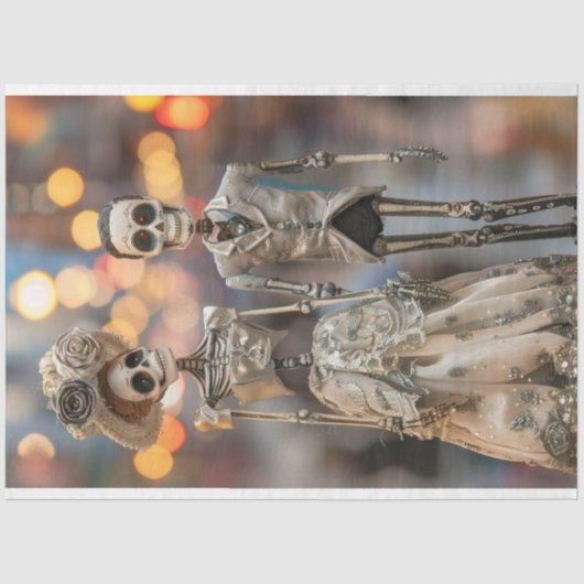 Papier Mousseline Découpage Skeleton marié Couple (Recto)