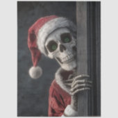 Papier Mousseline Decoupage Skeleton Santa Claus Lurking Peeking Art (Recto)