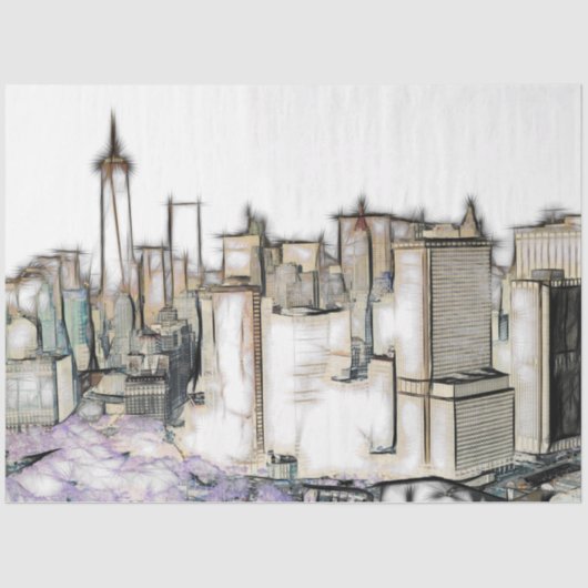 Papier Mousseline Découpage Skyline de New York (Recto)