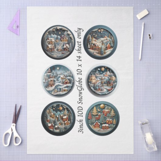 Papier Mousseline Decoupage Snow Globe Moulds Winter Village 3" (Artisanat)