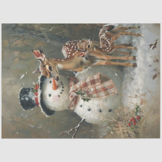 Papier Mousseline Découpage Snowman & Reindeer Snowy Wolands (Recto)