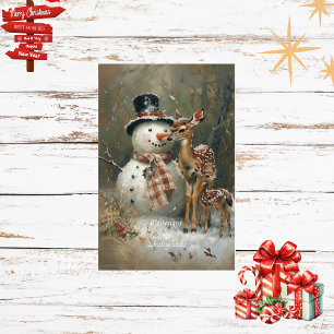 Papier Mousseline Découpage Snowman & Reindeer Snowy Wolands