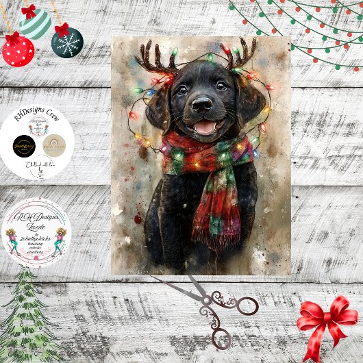 Papier Mousseline Decoupage Special Black Lab Pup Noah
