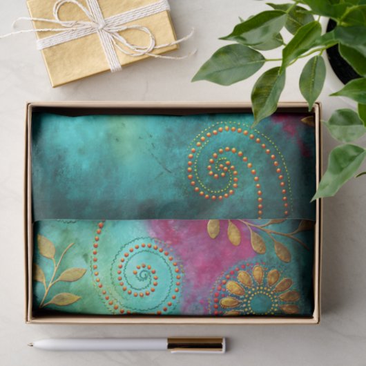 Papier Mousseline Découpage spirale dorée (Cadeau)