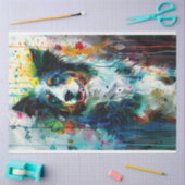 Papier Mousseline Découpage Splatter Peint Berger Australien (Artisanat)