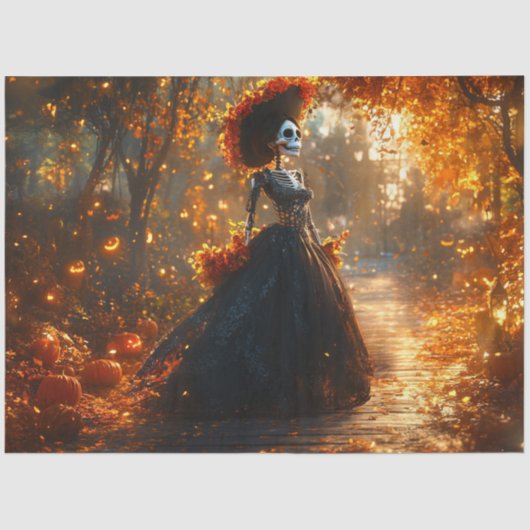 Papier Mousseline Découpage Squelette gothique Elaborer robe noire (Recto)