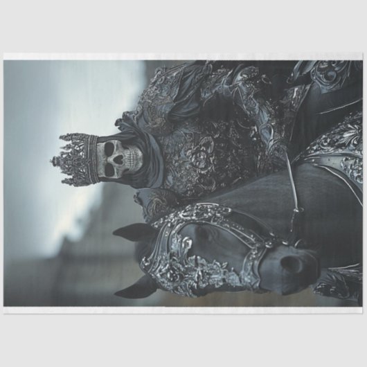 Papier Mousseline Découpage Squelette King Gothique Noir Argent Atti (Recto)