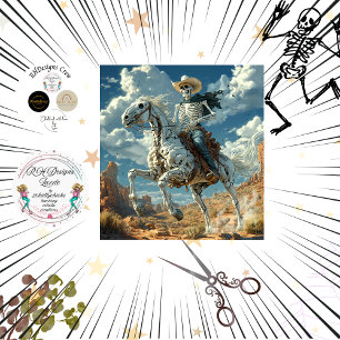 Papier Mousseline Découpage Squelette Patiné cowboy sur cheval