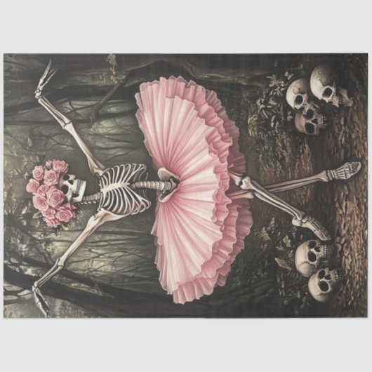 Papier Mousseline Découpage Squelette Whimsical Danser à Tutu (Recto)