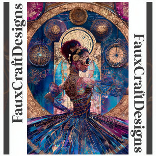 Papier Mousseline Découpage Steampunk Ballerine Bleu Faux Mosaïque 0