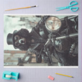 Papier Mousseline Découpage Steampunk Black Standard Poodle Biker (Artisanat)