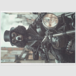 Papier Mousseline Découpage Steampunk Black Standard Poodle Biker
