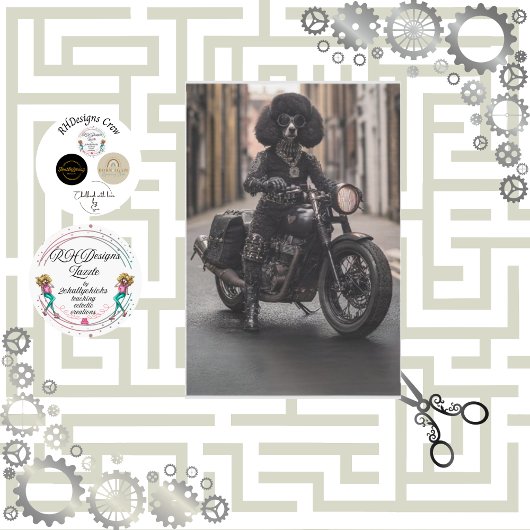 Papier Mousseline Découpage Steampunk Black Standard Poodle Max