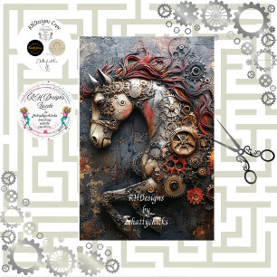 Papier Mousseline Découpage Steampunk Cheval engrenage Gearheart
