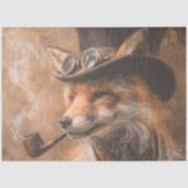 Papier Mousseline Découpage Steampunk Fox Portrait Smokin Pipe (Recto)