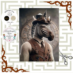 Papier Mousseline Decoupage Steampunk Gentleman Zèbre Regalia