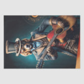 Papier Mousseline Découpage - Steampunk Golden Retriever & guitare - (Recto)