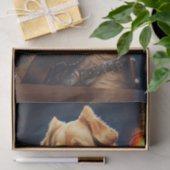 Papier Mousseline Découpage - Steampunk Golden Retriever & guitare - (Cadeau)