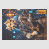 Papier Mousseline Découpage - Steampunk Golden Retriever & guitare - (Recto)