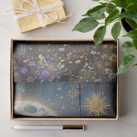 Papier Mousseline Découpage Steampunk Highland Cow & Moon (Cadeau)