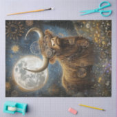 Papier Mousseline Découpage Steampunk Highland Cow & Moon (Artisanat)