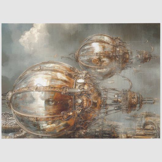 Papier Mousseline Découpage Steampunk Hot Air Balloon Mirror Finitio (Recto)