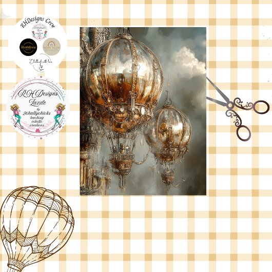 Papier Mousseline Découpage Steampunk Hot Air Balloon Mirror Finitio