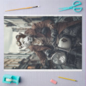 Papier Mousseline Découpage Steampunk Leo Leopard Motorcycle Rider (Artisanat)