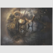 Papier Mousseline Découpage Steampunk Lion monarque mécanique (Recto)