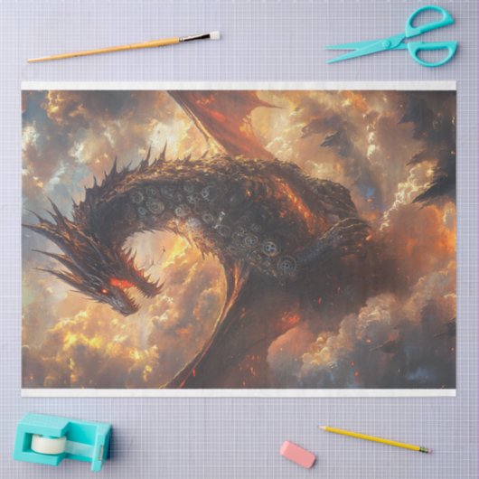 Papier Mousseline Découpage Steampunk Majestic Dragon (Artisanat)