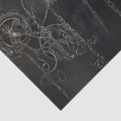 Papier Mousseline Découpage Steampunk Poisson Argent Or Metallic (Détail)
