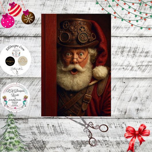 Papier Mousseline Decoupage Steampunk Santa Sneak Peek Gears Cheers