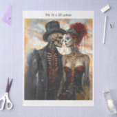 Papier Mousseline Decoupage Steampunk Skeleton Couple 16x20 Canvas (Artisanat)