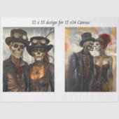 Papier Mousseline Decoupage Steampunk Skeleton Duo 11x14 Canvas (Recto)